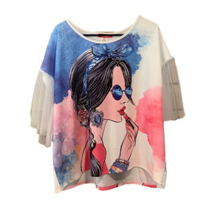 Rainbow Fashionista Design Size 3XL Used Lace Sleeved Top